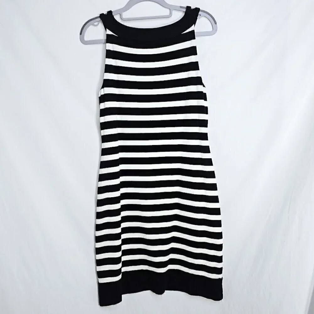 WHITE HOUSE BLACK MARKET Sleeveless Dress size S 4-6 BLACK WHITE STRIPE Summer - Picture 6 of 6